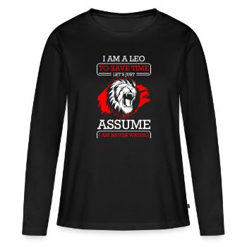 Superstition du Lion Juillet - T-shirt manches longues Premium bio Femme - noir - Devant - Julia (174cm)
