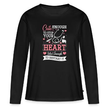Arzt Notfall Wunde - Frauen Premium Bio Langarmshirt - Schwarz - Vorne - Julia (174cm)
