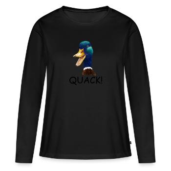 ENFANTS, ENFANTS ET TOUT-PETITS CHARLATANS! USURE DU CANARD - T-shirt manches longues Premium bio Femme - noir - Devant - Julia (174cm)