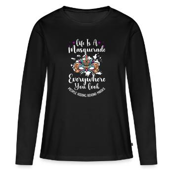 Déguisement Costume Party Mardi Gras Stranger - T-shirt manches longues Premium bio Femme - noir - Devant - Julia (174cm)