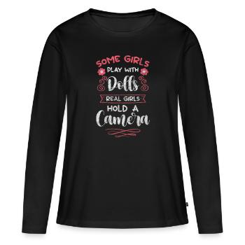 Kamera Foto Spiegelreflexkamera Fotoshooting - Frauen Premium Bio Langarmshirt - Schwarz - Vorne - Julia (174cm)
