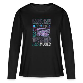 Techno Elektro Musik Dubstep Edm - Frauen Premium Bio Langarmshirt - Schwarz - Vorne - Julia (174cm)
