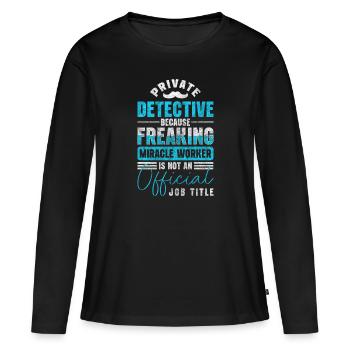 Enquêteur fouineur Crime Sherlock - T-shirt manches longues Premium bio Femme - noir - Devant - Julia (174cm)