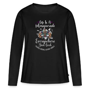 Party Kostüm - Frauen Premium Bio Langarmshirt - Schwarz - Vorne - Julia (174cm)