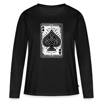 Carte As de pique - T-shirt manches longues Premium bio Femme - noir - Devant - Julia (174cm)