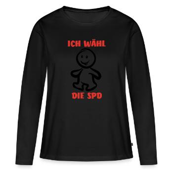 Ich wähl die SPD - Wähler - Stimme - Frauen Premium Bio Langarmshirt - Schwarz - Vorne - Julia (174cm)