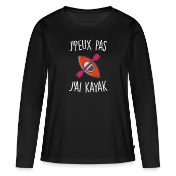 J'peux pas j'ai kayak - T-shirt manches longues Premium bio Femme - noir - Devant - Julia (174cm)