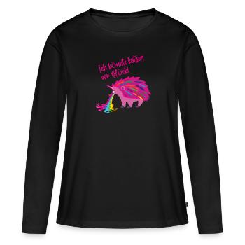 kotzen vor glück,igel,regenbogen,kotzen,glück - Frauen Premium Bio Langarmshirt - Schwarz - Vorne - Julia (174cm)