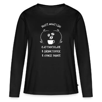 Café, expresso, café et chocolat - T-shirt manches longues Premium bio Femme - noir - Devant - Julia (174cm)