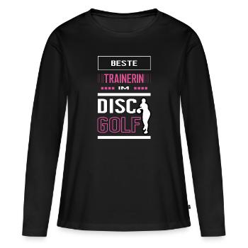 Beste Discgolf Trainerin Discgolftrainerin Spiel - Frauen Premium Bio Langarmshirt - Schwarz - Vorne - Julia (174cm)