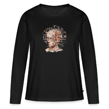 abstrait - T-shirt manches longues Premium bio Femme - noir - Devant - Julia (174cm)
