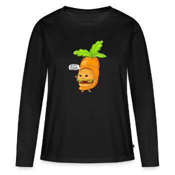 Alimentation saine et humour - T-shirt manches longues Premium bio Femme - noir - Devant - Julia (174cm)
