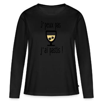 j'peux pas j'ai pastis - T-shirt manches longues Premium bio Femme - noir - Devant - Julia (174cm)