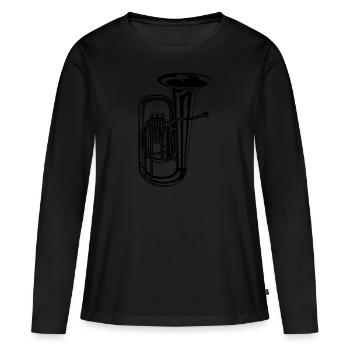 Musique de soufflage tuba | Musique Jack Joblin - T-shirt manches longues Premium bio Femme - noir - Devant - Julia (174cm)
