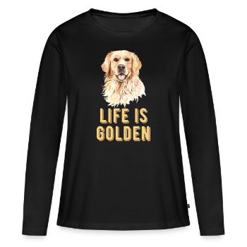 Golden Retriever - T-shirt manches longues Premium bio Femme - noir - Devant - Julia (174cm)