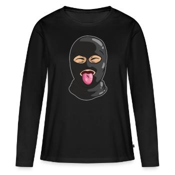 Freundlicher Dieb Maske Zunge Bank Räuber Gangster - Frauen Premium Bio Langarmshirt - Schwarz - Vorne - Julia (174cm)