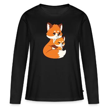 Étreinte de la famille Fuchs - T-shirt manches longues Premium bio Femme - noir - Devant - Julia (174cm)