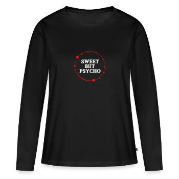 Logo doux mais psychique - T-shirt manches longues Premium bio Femme - noir - Devant - Julia (174cm)