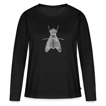 Fliege - Frauen Premium Bio Langarmshirt - Schwarz - Vorne - Julia (174cm)