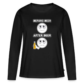 Drôle de chemise de bière - T-shirt manches longues Premium bio Femme - noir - Devant - Julia (174cm)