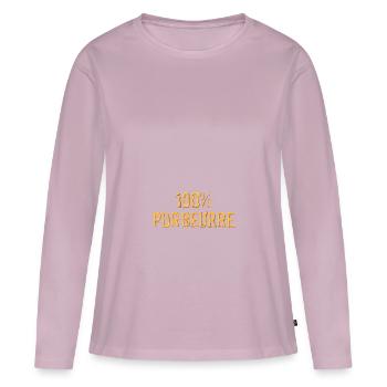 100% pur beurre - T-shirt manches longues Premium bio Femme - rose poudré - Devant - Julia (174cm)