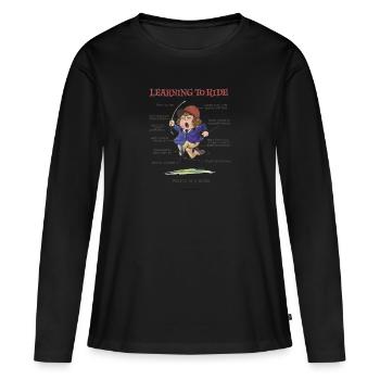 Thelwell - Learning to ride - T-shirt manches longues Premium bio Femme - noir - Devant - Julia (174cm)