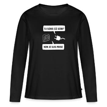 je suis prise - T-shirt manches longues Premium bio Femme - noir - Devant - Julia (174cm)