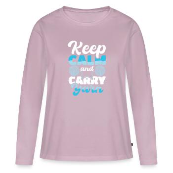 Keep calm and carry yarn - Frauen Premium Bio Langarmshirt - Altrosa - Vorne - Julia (174cm)