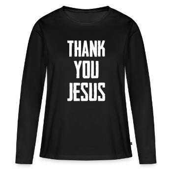 Thank You Jesus - Frauen Premium Bio Langarmshirt - Schwarz - Vorne - Julia (174cm)