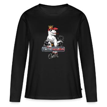 Tatiesaurus New Queen Tatie Dinosaure - T-shirt manches longues Premium bio Femme - noir - Devant - Julia (174cm)