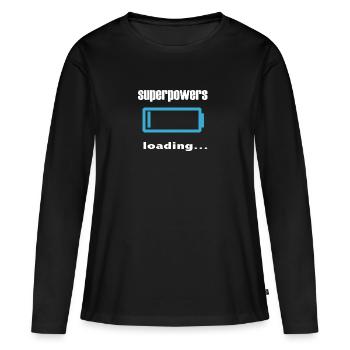 Superkräfte laden... - Frauen Premium Bio Langarmshirt - Schwarz - Vorne - Julia (174cm)