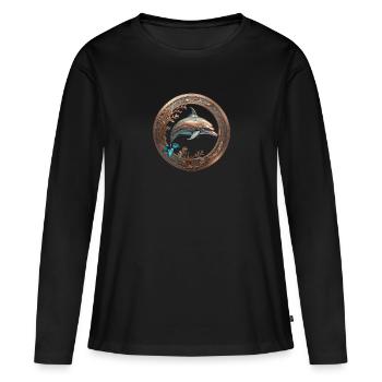 The Bronze Dolphin - Women's Premium Organic Long Sleeve Shirt - black - Front - Julia (174cm)