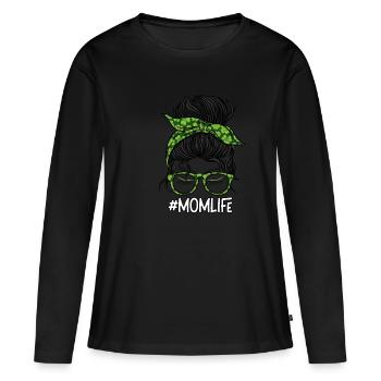 Momlife St Patricks Day Mère Leprechaun - T-shirt manches longues Premium bio Femme - noir - Devant - Julia (174cm)