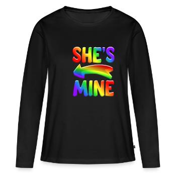 She's Mine Bi Bisexual LGBT Pride Month - Frauen Premium Bio Langarmshirt - Schwarz - Vorne - Julia (174cm)