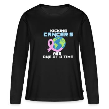 Kicking the cancer's ass - one by one - Women's Premium Organic Long Sleeve Shirt - black - Front - Julia (174cm)