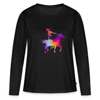Mädchen Voltigieren Volti - Frauen Premium Bio Langarmshirt - Schwarz - Vorne - Julia (174cm)