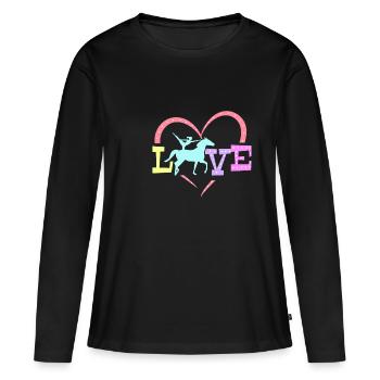 Mädchen Voltigieren Love Volti - Frauen Premium Bio Langarmshirt - Schwarz - Vorne - Julia (174cm)