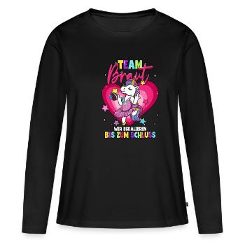 Team Braut wir eskalieren bis zum Schluss - Frauen Premium Bio Langarmshirt - Schwarz - Vorne - Julia (174cm)