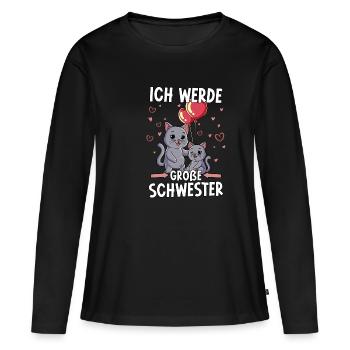 Ich Werde Große Schwester - Frauen Premium Bio Langarmshirt - Schwarz - Vorne - Julia (174cm)