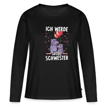 Ich Werde Große Schwester - Frauen Premium Bio Langarmshirt - Schwarz - Vorne - Julia (174cm)