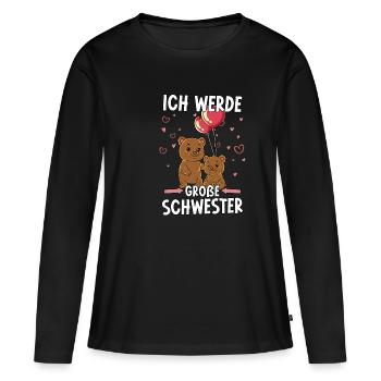 Ich Werde Große Schwester - Frauen Premium Bio Langarmshirt - Schwarz - Vorne - Julia (174cm)