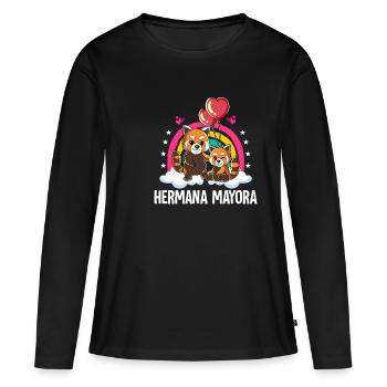 Big Sister Red Panda - Women's Premium Organic Long Sleeve Shirt - black - Front - Julia (174cm)