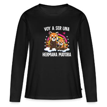 I'm Going To Be Big Sister Red Panda - Women's Premium Organic Long Sleeve Shirt - black - Front - Julia (174cm)