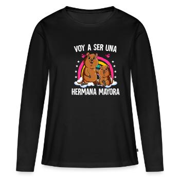 Ich werde große Schwester Quokka - Frauen Premium Bio Langarmshirt - Schwarz - Vorne - Julia (174cm)