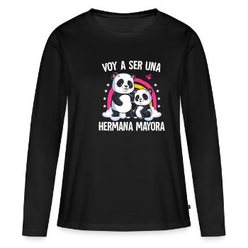 I'm Going To Be Big Sister Panda - Women's Premium Organic Long Sleeve Shirt - black - Front - Julia (174cm)