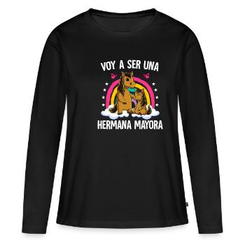 Ich werde Big Sister Horse sein - Frauen Premium Bio Langarmshirt - Schwarz - Vorne - Julia (174cm)