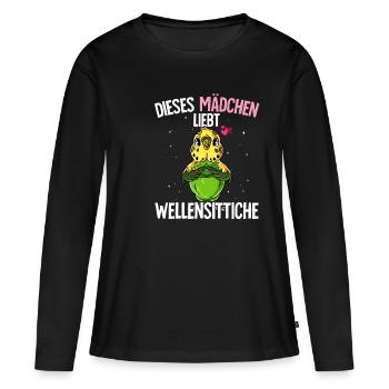 Wellensittich Mädchen - Frauen Premium Bio Langarmshirt - Schwarz - Vorne - Julia (174cm)