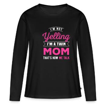JE NE CRIE PAS JE SUIS UNE MÈRE JUMELLE C’EST COMME ÇA QU’ON PARLE - T-shirt manches longues Premium bio Femme - noir - Devant - Julia (174cm)