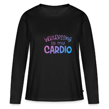 Serveuse au bar du restaurant - T-shirt manches longues Premium bio Femme - noir - Devant - Julia (174cm)