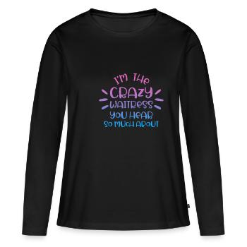 Serveuse au bar du restaurant - T-shirt manches longues Premium bio Femme - noir - Devant - Julia (174cm)